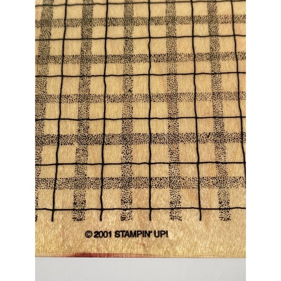 Stampin Up! Stipple Plaid 2001 Large Wood Mount Block Stamp Used Once - Picture 5 of 10